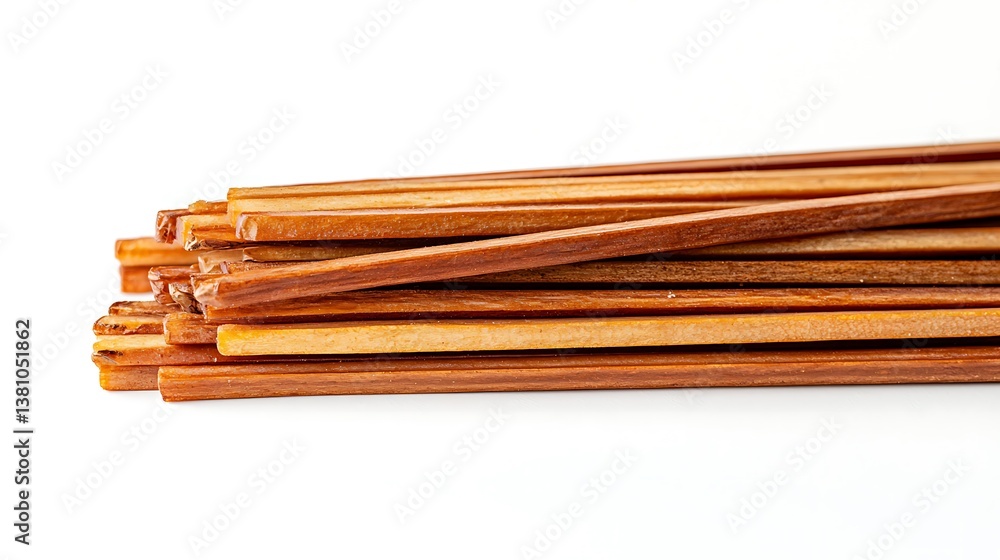 Stacked wooden chopsticks. A close-up of a stack of light brown, wooden chopsticks. The chopsticks are arranged neatly, appearing smooth and finished Stacked wooden chopsticks. A close-up of a stack of light brown, wooden chopsticks. The chopsticks are arranged neatly, appearing smooth and finished