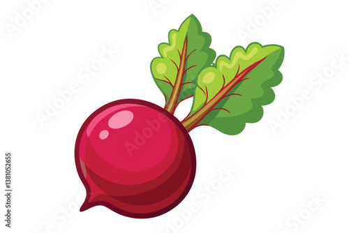 Vector cartoon illustration of a beet isolated on white background. Fresh and healthy food or vegetarian and vegan theme. Organic farm vegetables.