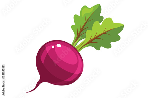 Vector cartoon illustration of a beet isolated on white background. Fresh and healthy food or vegetarian and vegan theme. Organic farm vegetables.
