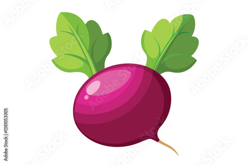 Vector cartoon illustration of a beet isolated on white background. Fresh and healthy food or vegetarian and vegan theme. Organic farm vegetables.