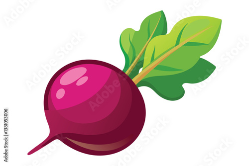 Vector cartoon illustration of a beet isolated on white background. Fresh and healthy food or vegetarian and vegan theme. Organic farm vegetables.