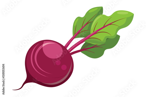 Vector cartoon illustration of a beet isolated on white background. Fresh and healthy food or vegetarian and vegan theme. Organic farm vegetables.