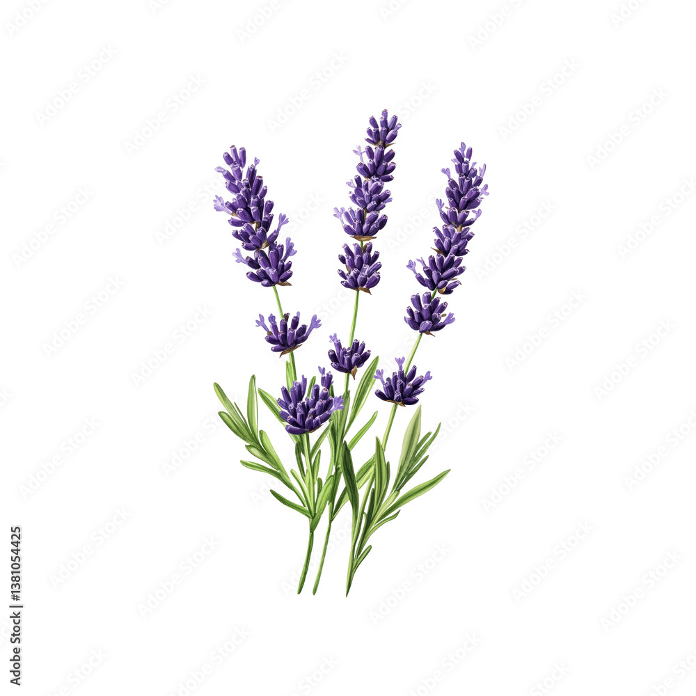 Fototapeta premium Aromatic Lavender Sprigs A Trio of Purple Flowers