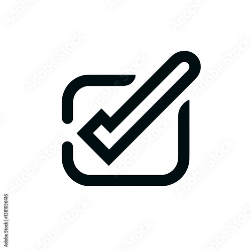 Checkmark Icon Representing Approval on White Background  on a transparent background