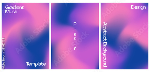 purple abstract gradient mesh background set, for poster template