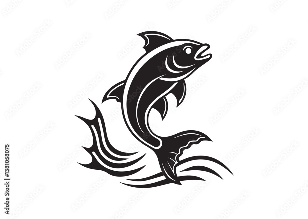 Naklejka premium Fish jumping silhouette Vector