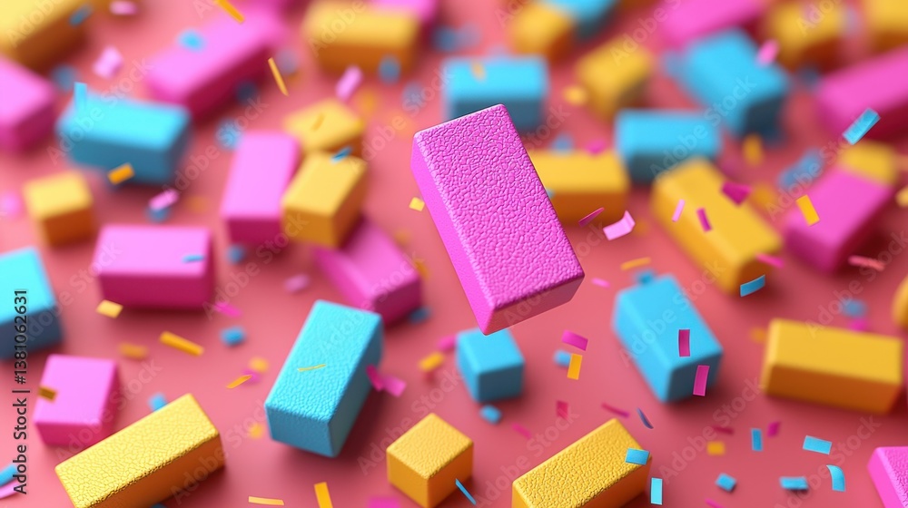 Naklejka premium Colorful Blocks and Confetti