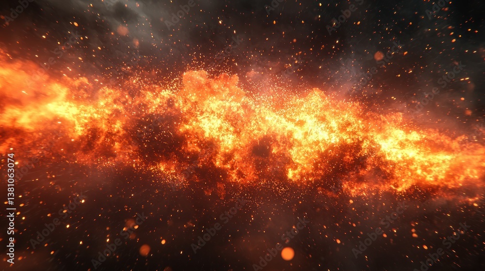 Fototapeta premium Fiery Inferno: A Blazing River of Embers and Flames