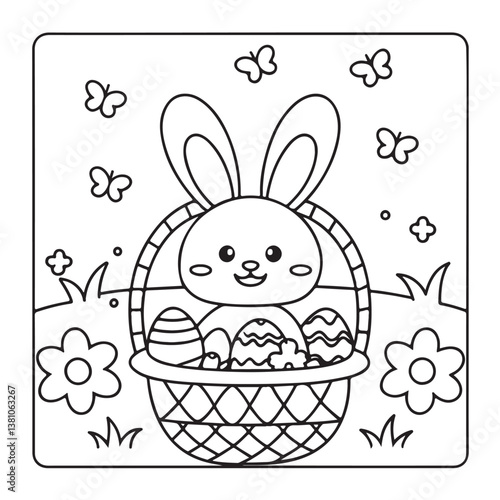 Easter, Easter Coloring Book, Easter Coloring Pages, Bold & Easy Coloring Page, Black & White Design, easter bunny coloring page, easter egg coloring page, easter collection easter Vector illustration
