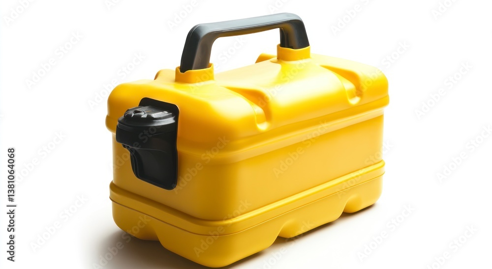 Portable Yellow Case with Black Handle on Clean White Background Portable Yellow Case with Black Handle on Clean White Background