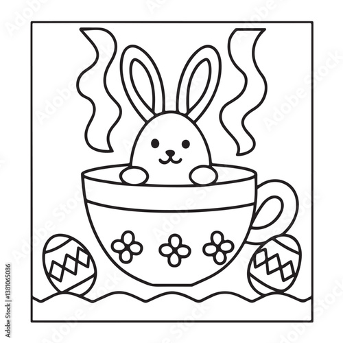 Easter, Easter Coloring Book, Easter Coloring Pages, Bold & Easy Coloring Page, Black & White Design, easter bunny coloring page, easter egg coloring page, easter collection easter Vector illustration