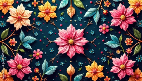 Obraz na płótnie Intricate floral motif with repeating elements, style, floral, soft w salonie