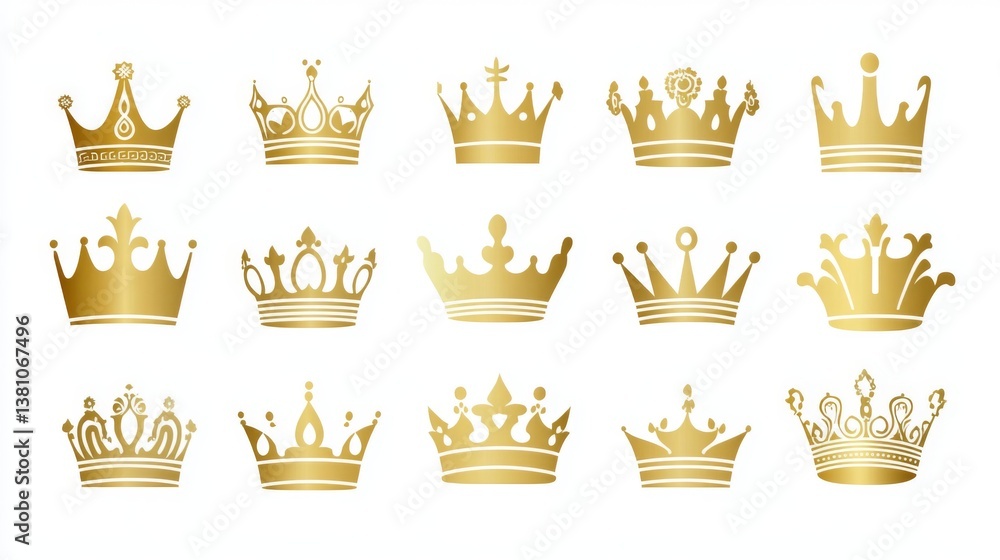 Elegant collection of gold crown designs for royal themes and decorative projects Elegant collection of gold crown designs for royal themes and decorative projects