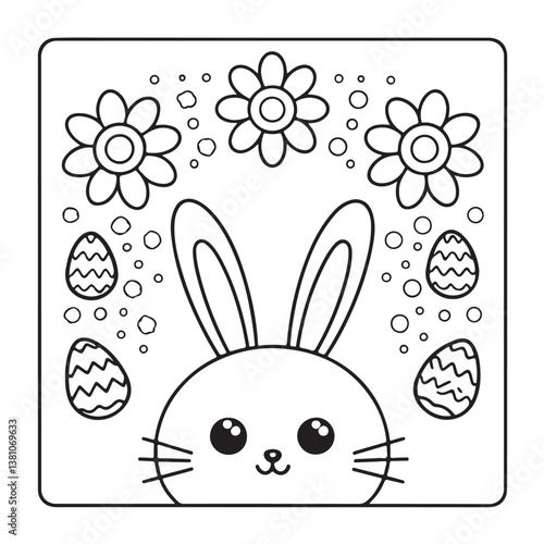 Easter, Easter Coloring Book, Easter Coloring Pages, Bold & Easy Coloring Page, Black & White Design, easter bunny coloring page, easter egg coloring page, easter collection easter Vector illustration
