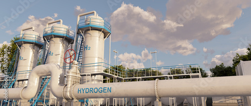 Fotografie Hydrogen infrastructure: Compressor stations for efficient gas distribution and transport