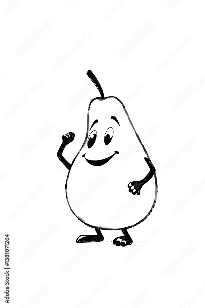 Cheerful pear character illustration Cheerful pear character illustration