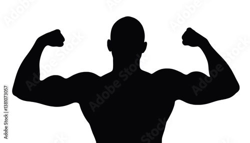 Strong man flexing muscles against a white background  