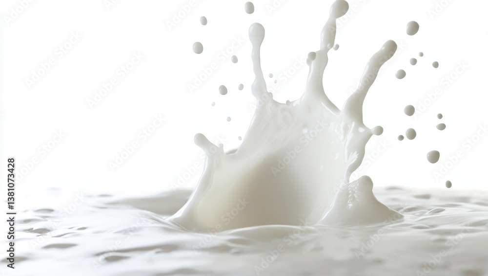Milk splash close-up. A perfect dairy product splash in white Milk splash close-up. A perfect dairy product splash in white