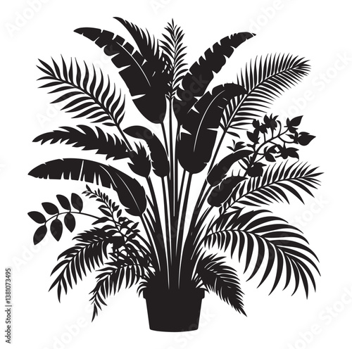 Black Plants Icons Set. Vector Illustration.