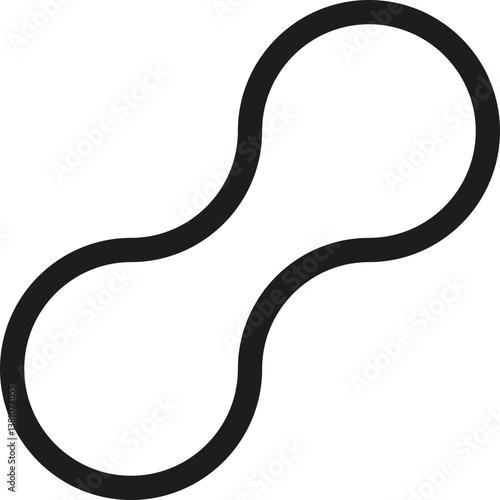 Two circles merged together with smooth contour lines, creating a simple fused shape.