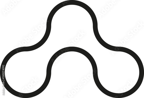 Three circles merged to form a triangular geometric shape with smooth contour lines.