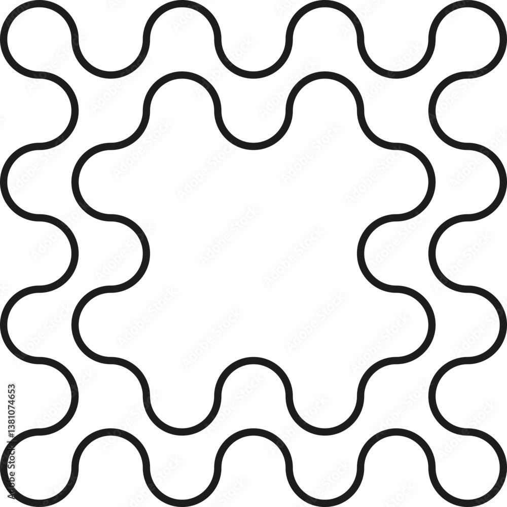 Blob-like circles merged into a complete frame shape with smooth and fluid contour lines. Blob-like circles merged into a complete frame shape with smooth and fluid contour lines.