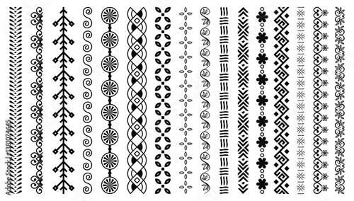 Decorative seamless borders vintage design elements set	