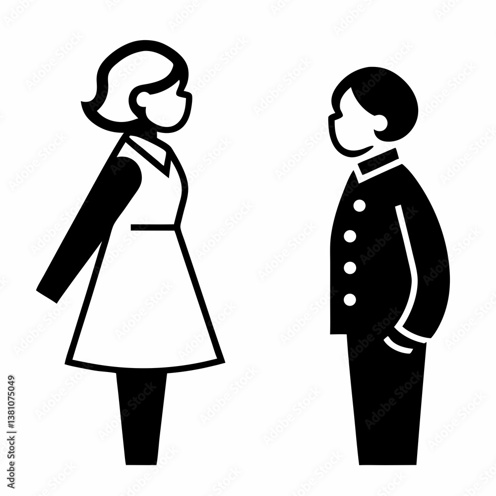 Man and woman silhouette vector icon for restroom and gender symbols Man and woman silhouette vector icon for restroom and gender symbols