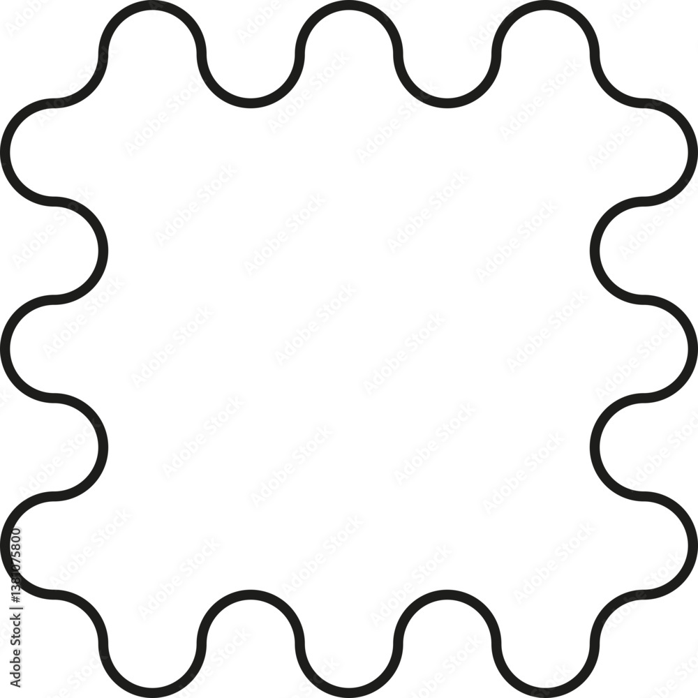 A squared frame formed by 12 merged circles with smooth contours. A squared frame formed by 12 merged circles with smooth contours.