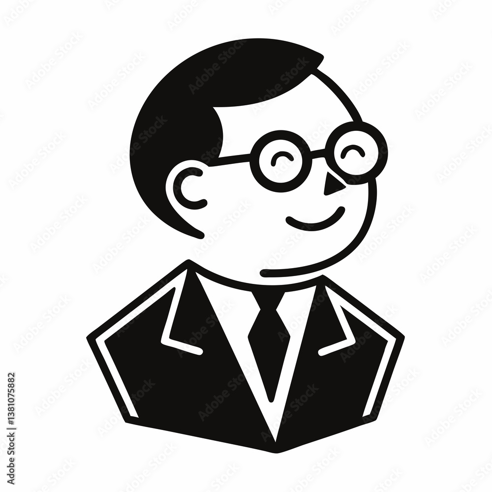 Cartoon businessman with glasses and mustache in vector style Cartoon businessman with glasses and mustache in vector style
