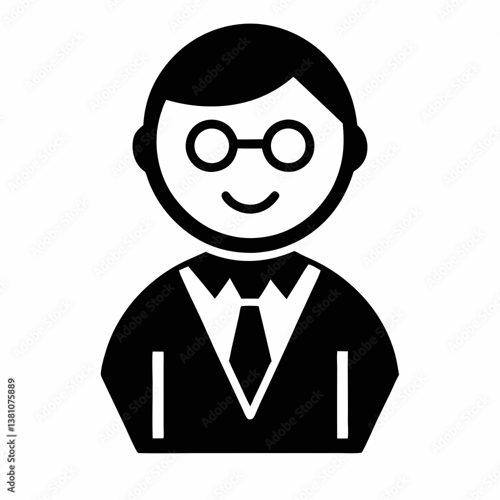 Cartoon businessman with glasses and mustache in vector style Cartoon businessman with glasses and mustache in vector style