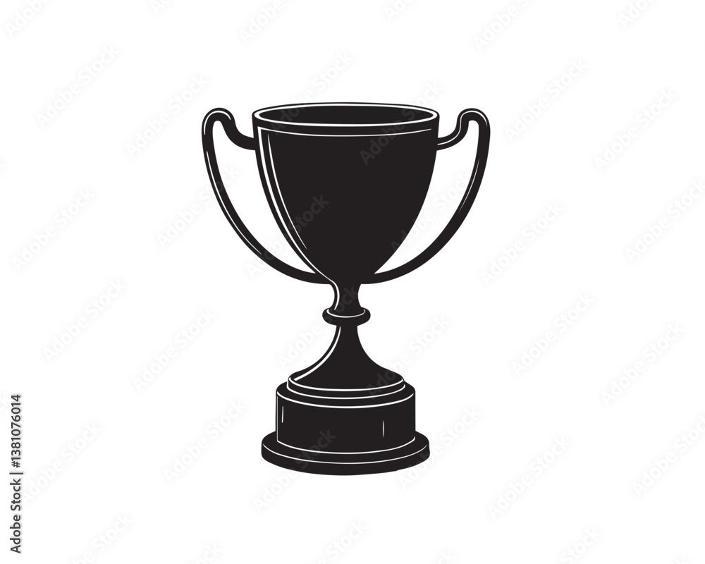 A simple black silhouette of a trophy cup icon, victory cup vector, trophy silhouette. A simple black silhouette of a trophy cup icon, victory cup vector, trophy silhouette.