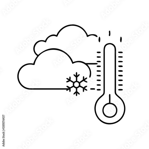 Thermometer icon with a snowflake representing cold weather and winter temperatures