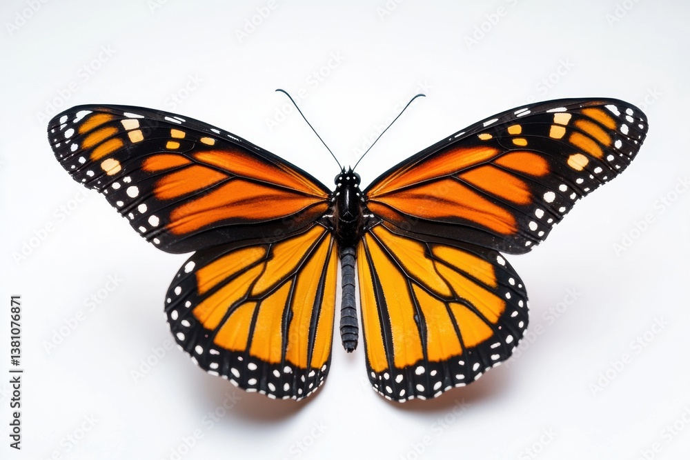 Fototapeta premium Vibrant monarch butterfly on white background
