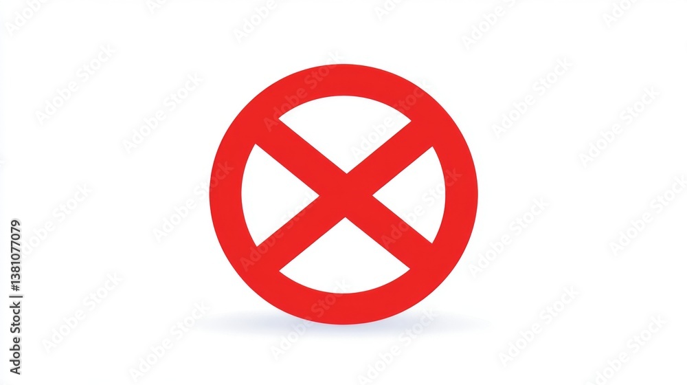 Red prohibition sign on white background for warning and restriction themes Red prohibition sign on white background for warning and restriction themes