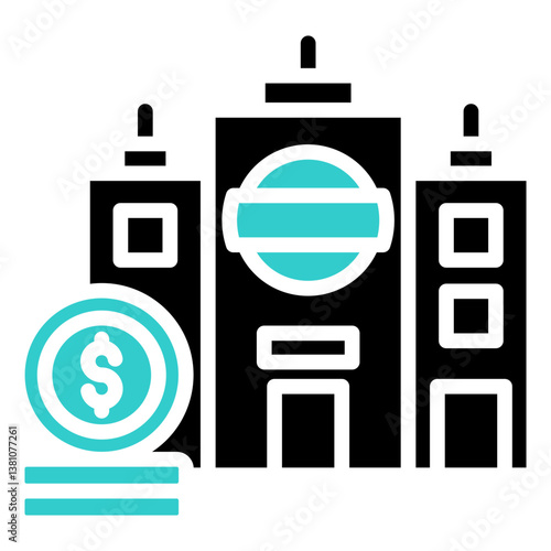 Capital Icon Financial Projection and Management Glyph Dual Tone Design Vector Concept