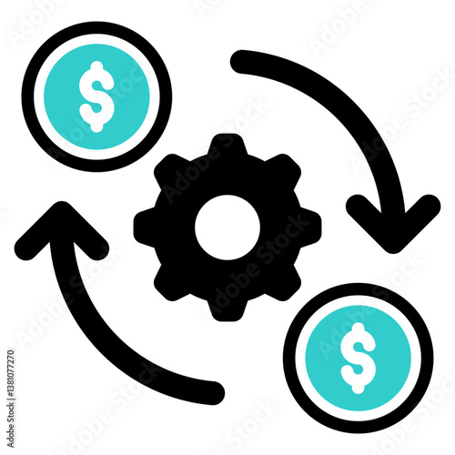 Cash Flow Icon Financial Projection and Management Glyph Dual Tone Design Vector Concept