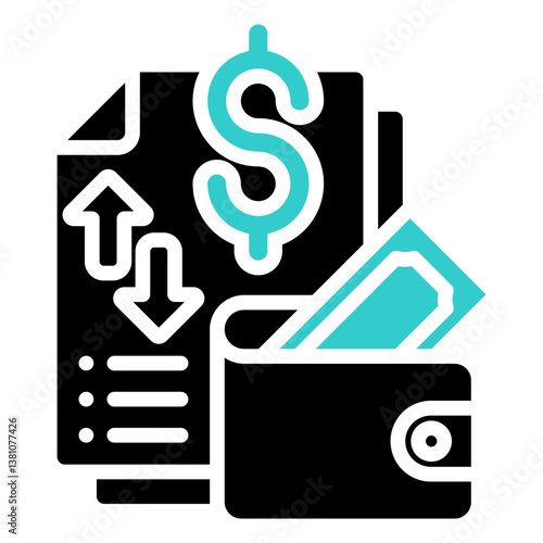 Income Icon Financial Projection and Management Glyph Dual Tone Design Vector Concept