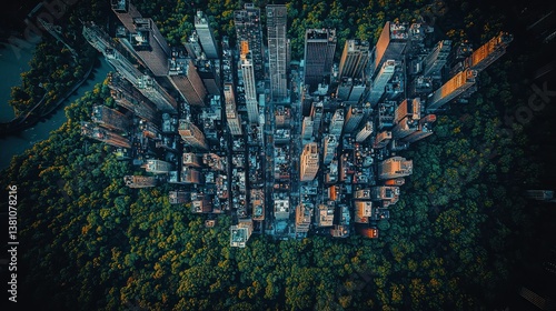 Aerial View of Manhattan Skyline Embraced by Central Park's Lush Greenery