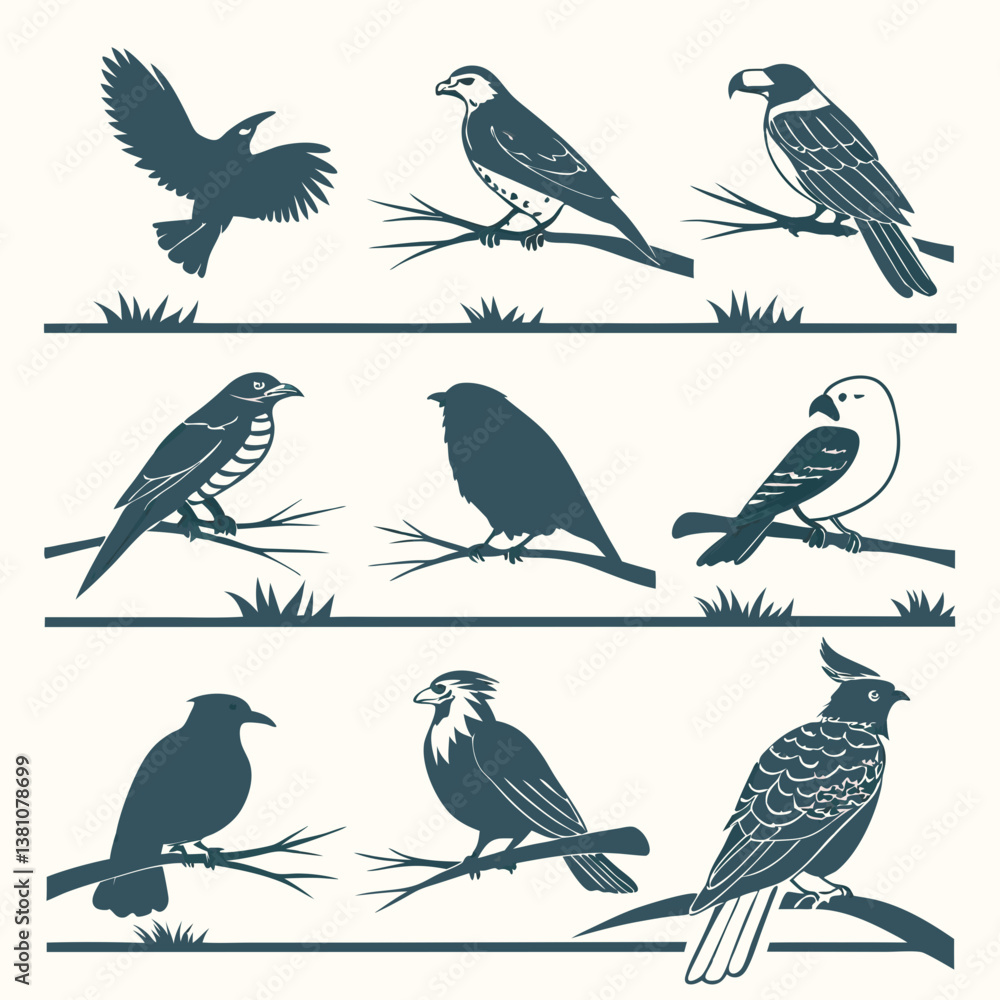 Fototapeta premium collection of birds