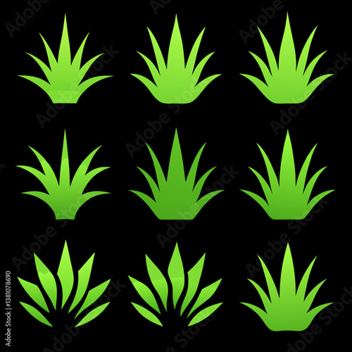 vector set of green leaves
