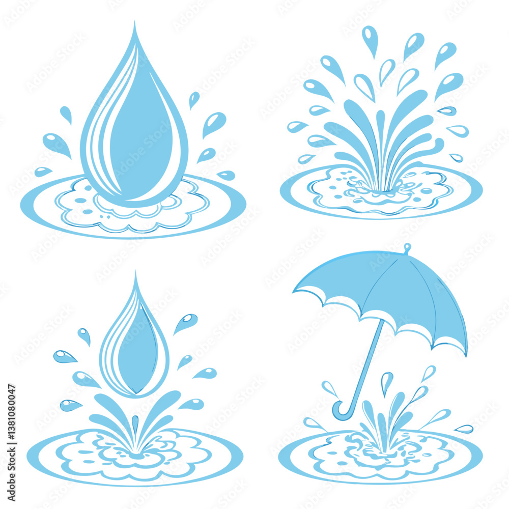 Obraz premium blue water splash vectors