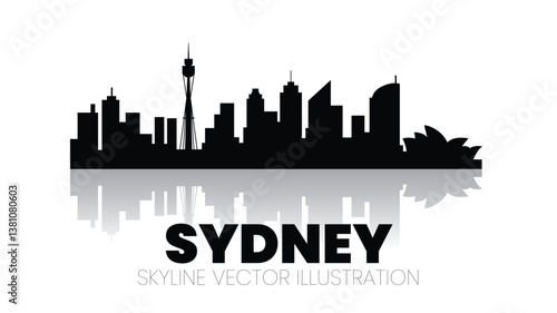 Flat design Sydney skyline silhouette vector illustration