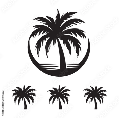 Palm tree silhouettes vector illustration.