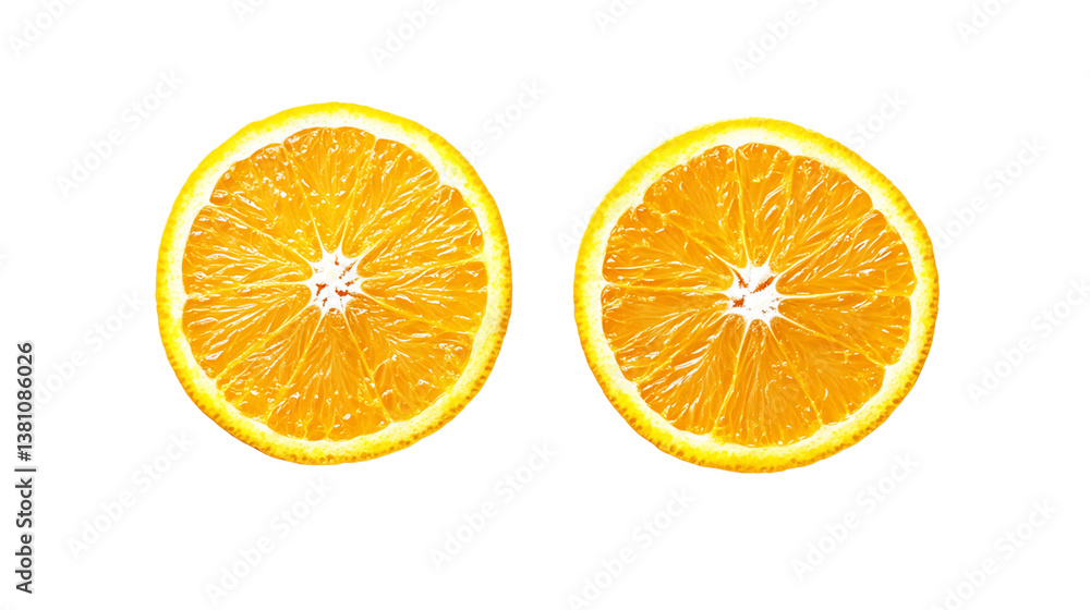 Two Juicy Orange Slices on Transparent Background, PNG Two Juicy Orange Slices on Transparent Background, PNG