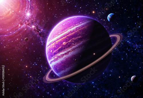 a vibrant purple ringed pla...