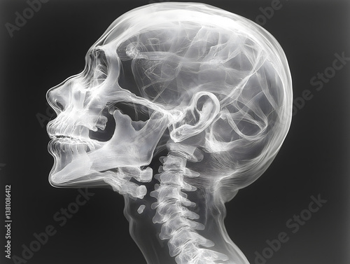 X-Ray of a Human Skull and Neck