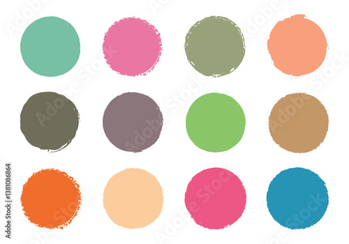 Grunge round shape. Colorful grungy vector circular set.