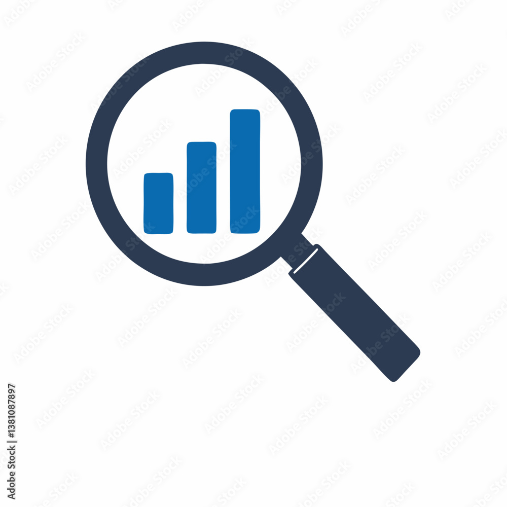 magnifying glass and graph magnifying glass and graph