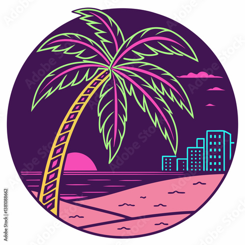 tropical island with palms